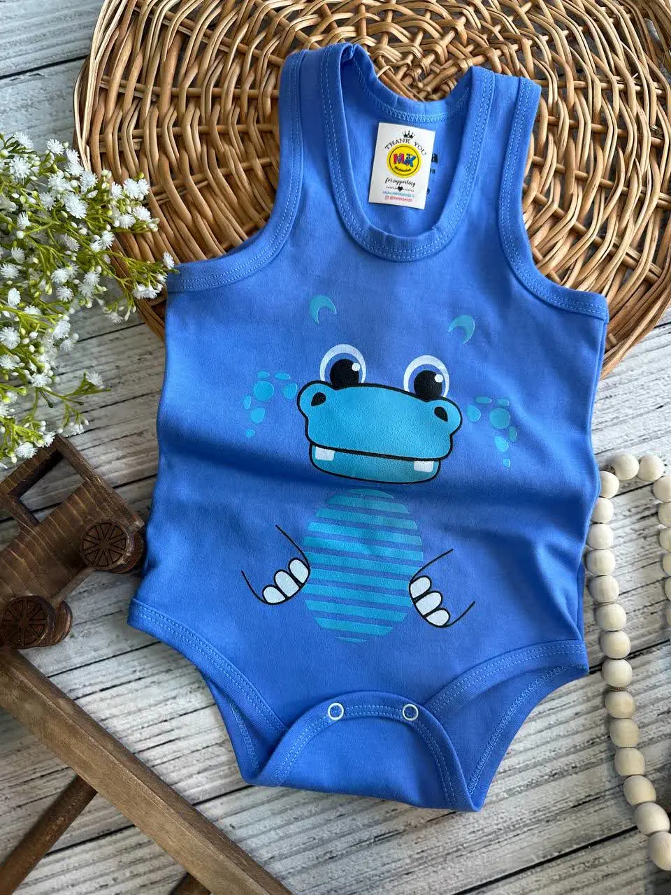 بادی زیردکمه طرح بچه دایناسور آبی نوزادی و کودک کد ۱۱۸۰۸۲ 
