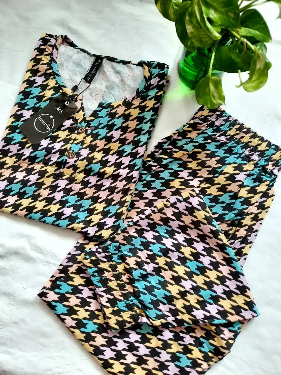 🌼ست بلوز شلوار وارداتی، بنگلادش زنانه_دخترانه، آستین بلند، قواره دار برند MB 
