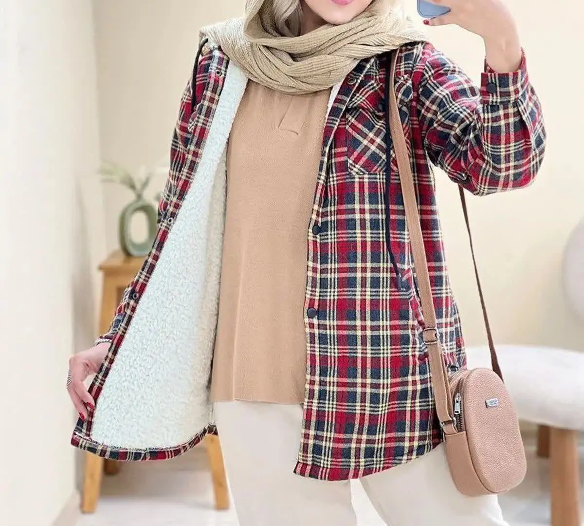 💞کاپشن تو خز شیک چهارخونه💞
