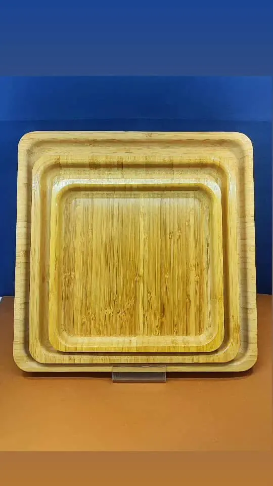 سینی بامبو مربع ست ۳ تایی
