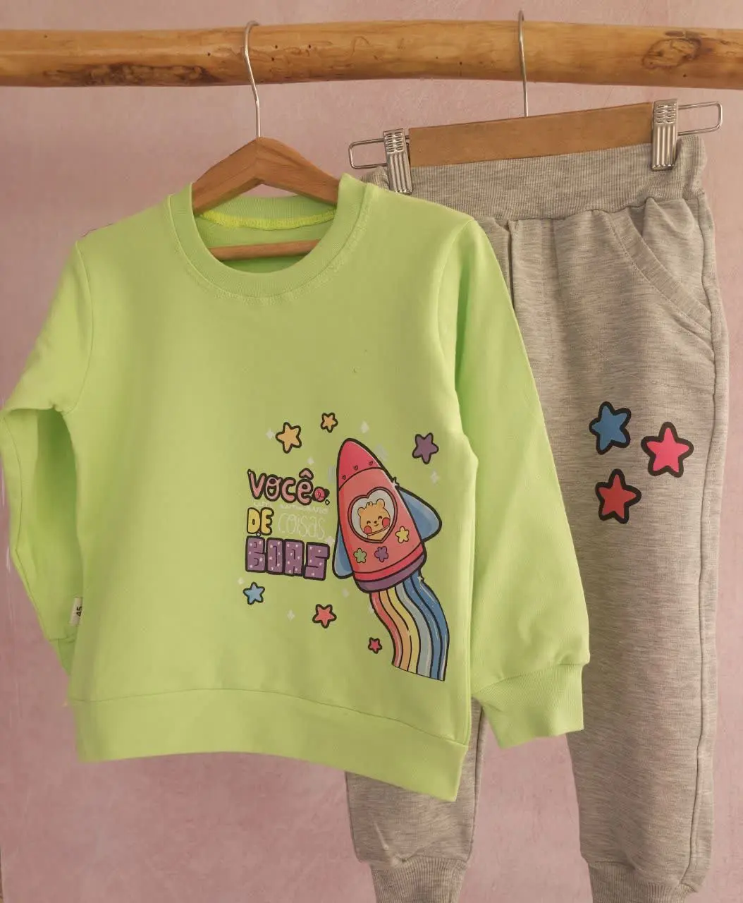 🌸بلوز شلوار دخترانه طرح ستاره🌸