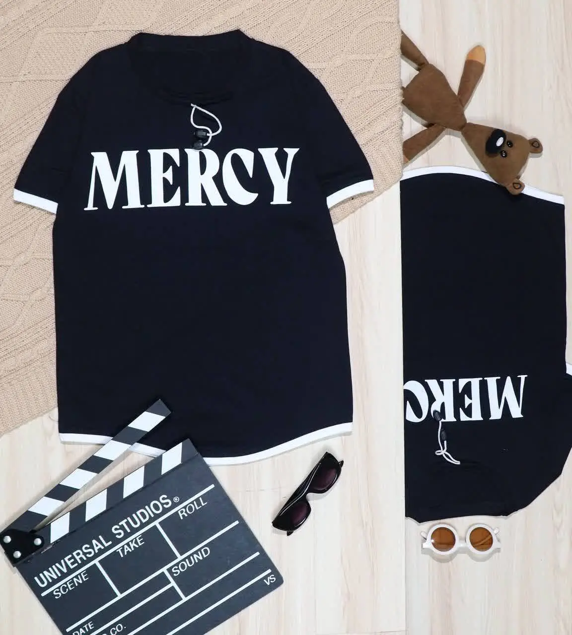 👫تیشرت مشکی بندی چاپ MERSI👫
