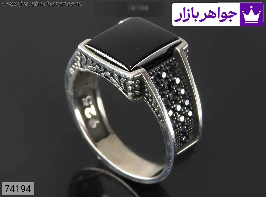 انگشتر نقره عقیق سیاه زیبا...