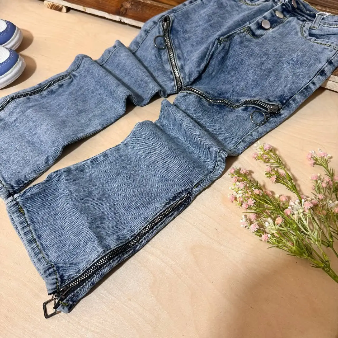 شلوار جین دمپای زیپی دخترانه