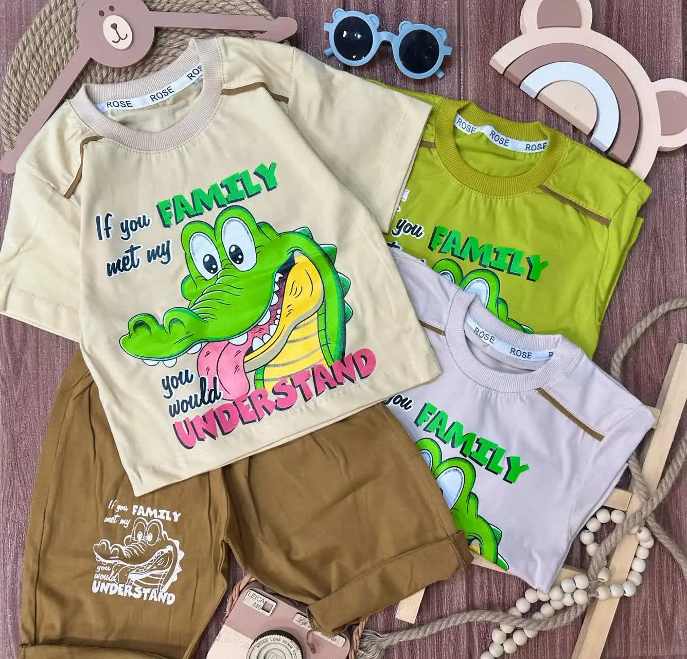 👫تیشرت شلوارک لش پسرانه پشت و رو چاپ تمساح ✅
