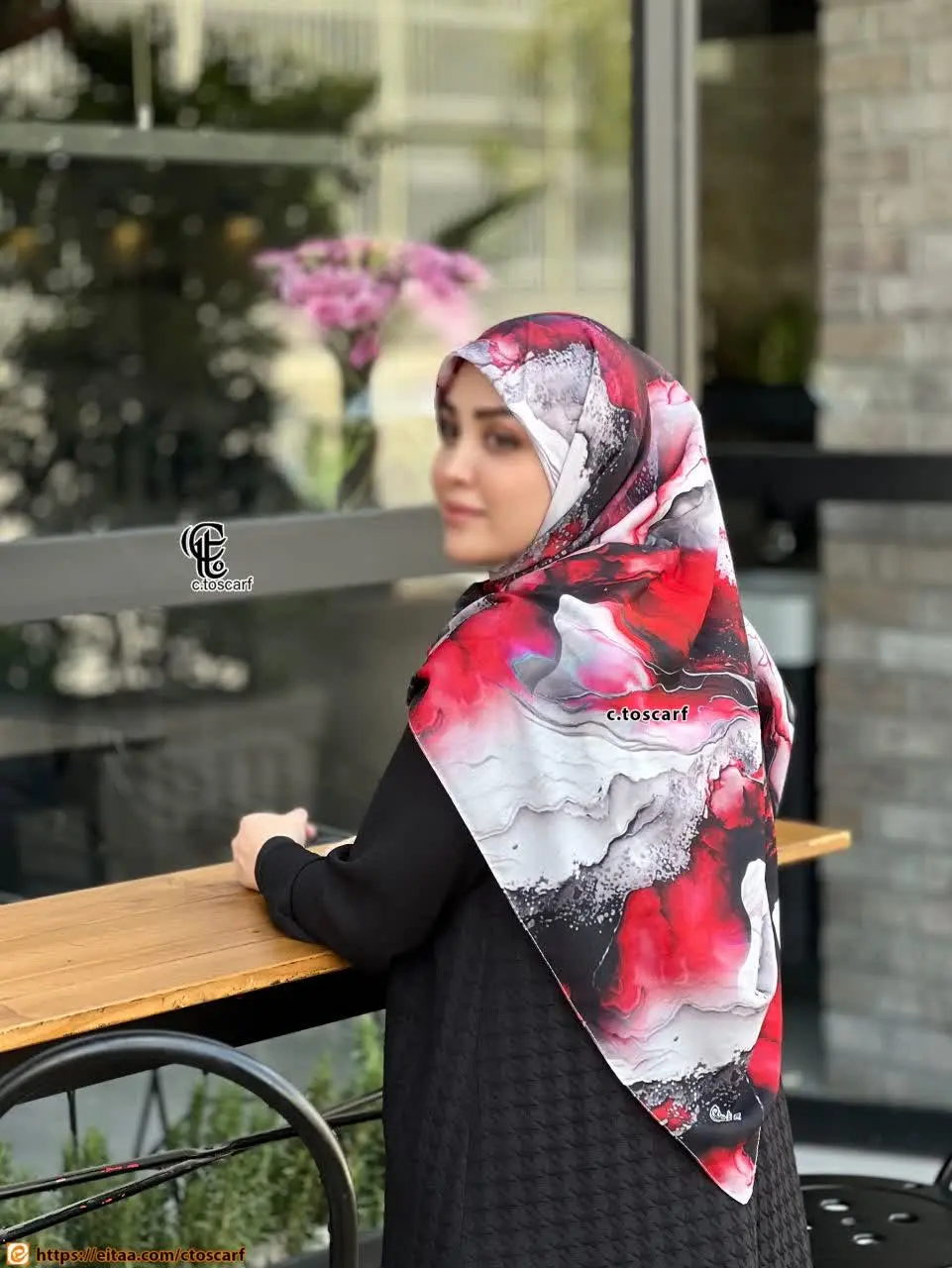 روسری طرح لارا مشکی قرمز❤️🖤✨
