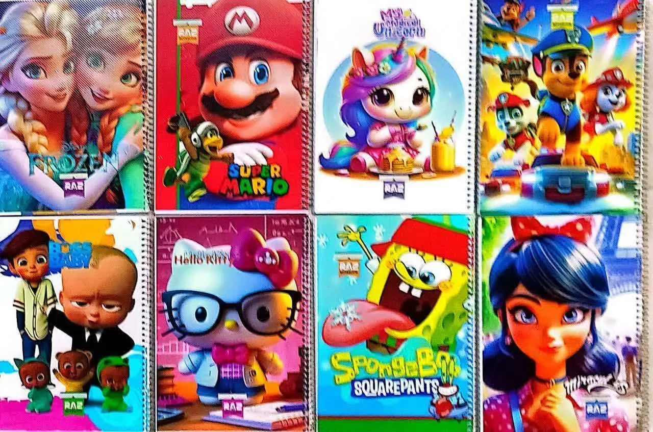 دفتر ۸۰ برگ خطی طلقی فانتزی تک سیم با کاغذ ۷۰ گرم
