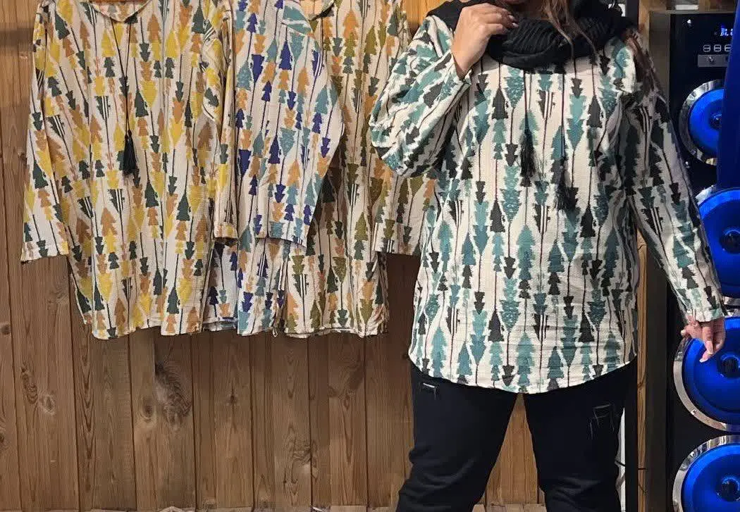 تونیک یقه کوبایی پارچه کرپ نخ عالی پفکیa
