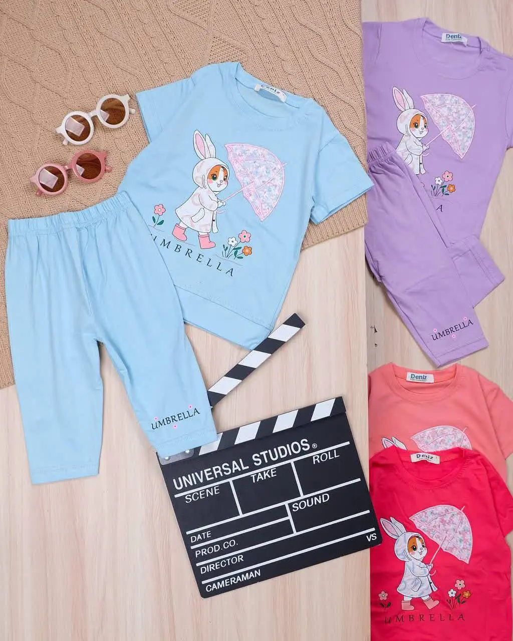 👫تیشرت و ساپورت گلدوزی خرگوش و چتر👫
