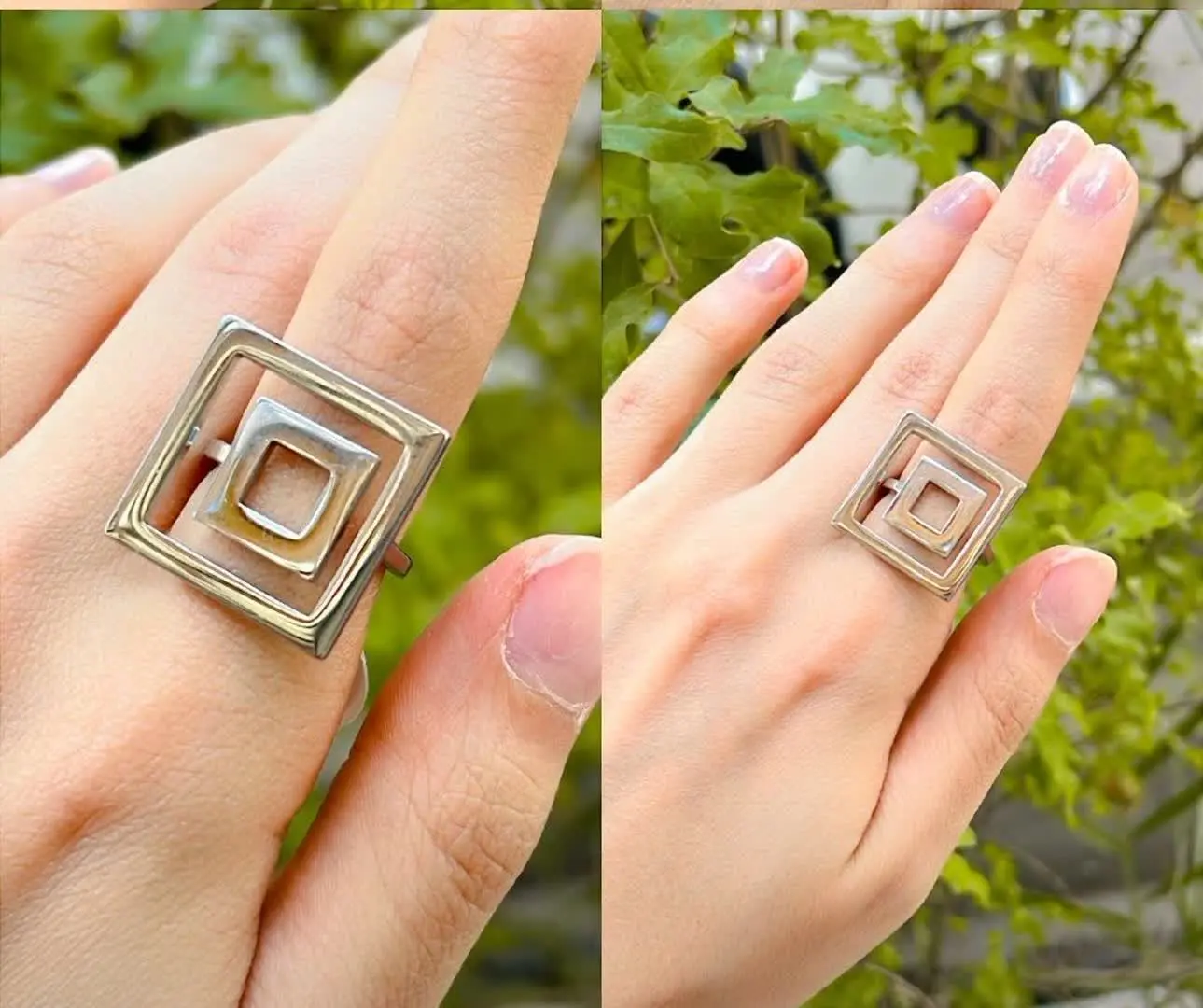 💍انگشتر استیل طرح مربع 🤗