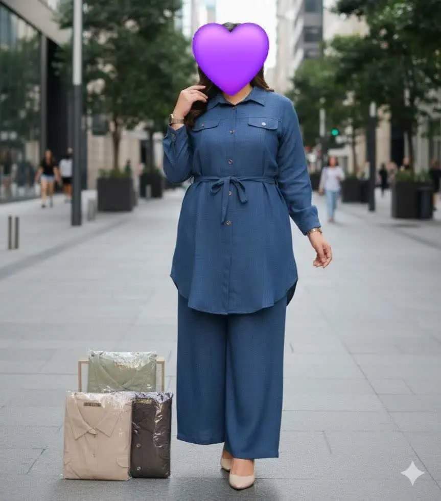 زنانه مانتو شلوار 😍 نخی کریشه