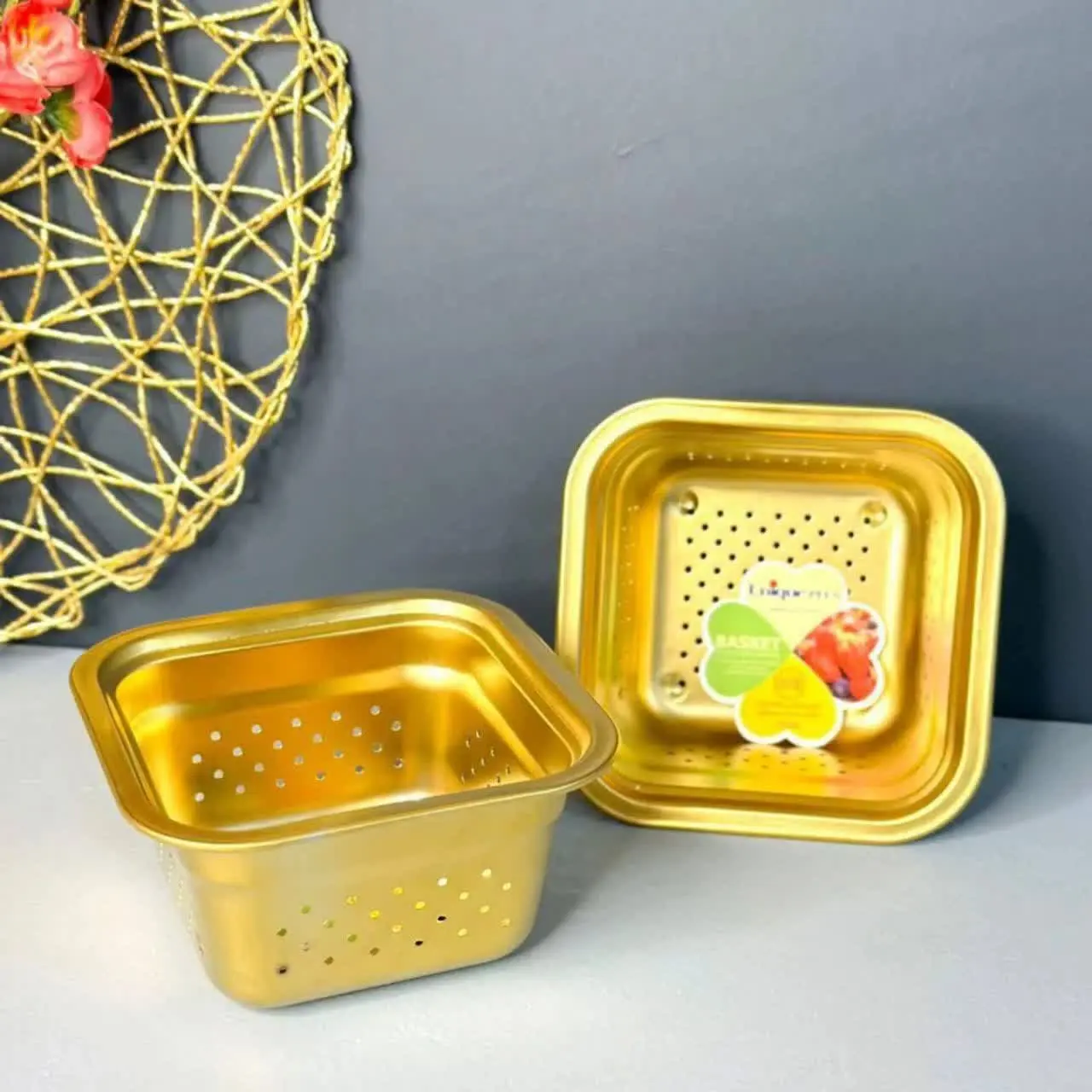 🍃 تفاله گیر استیل طلایی