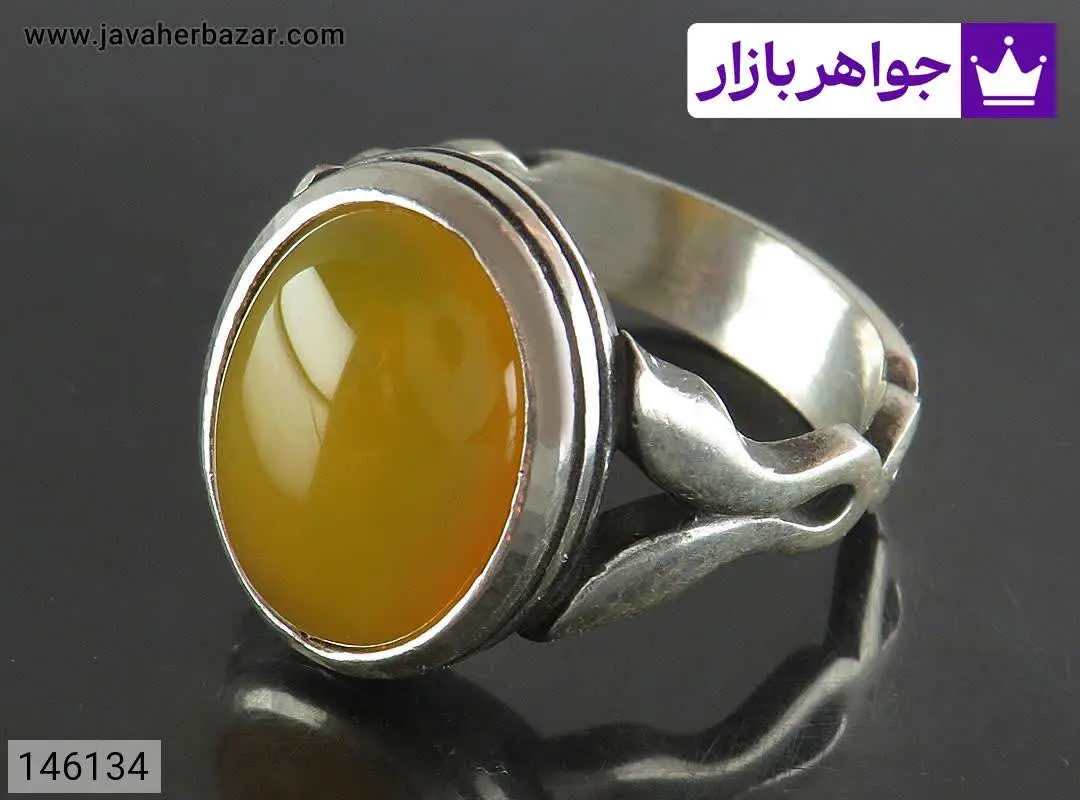 انگشتر نقره عقیق زرد زیبا م...