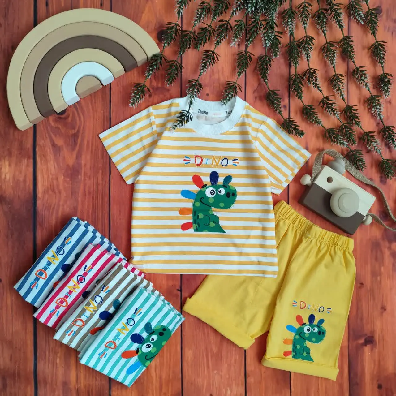 😍ست تیشرت وشلوارک راه راه دینو، جنس پنبه یک رو با کیفیت عاااالی 🤌
