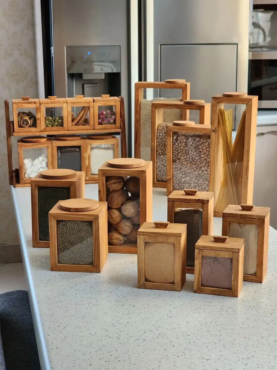 ست چوبی باترکیب شیشه 
