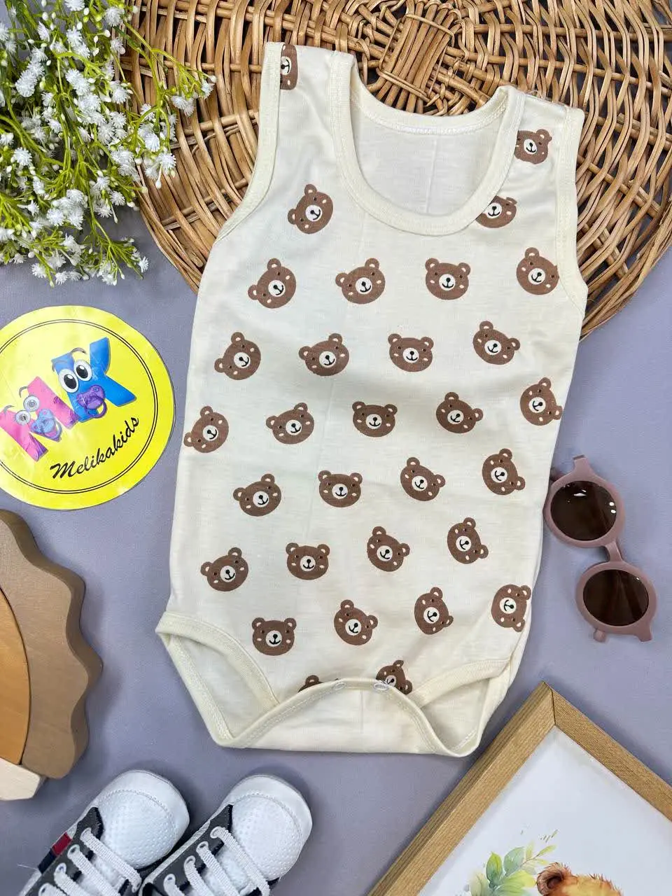 بادی زیردکمه طرح تدی تمام چاپ شیری نوزادی و کودک کد ۱۱۸۰۳۶ 
