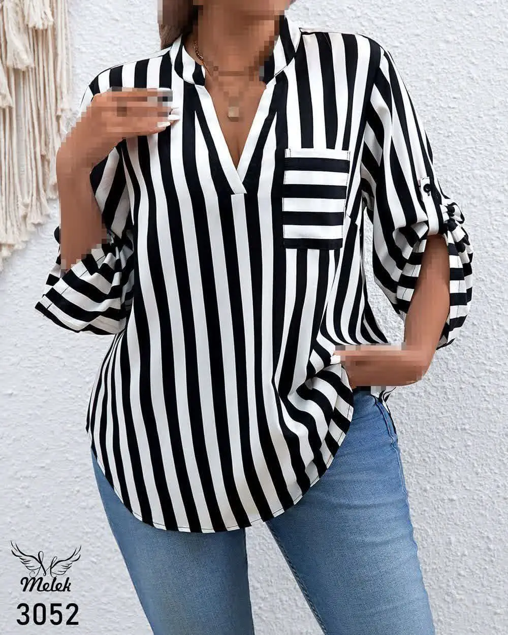 تونیک اسپورت مجلسی کاربردی یقه هفت آستین پاگن دار تک جیب
