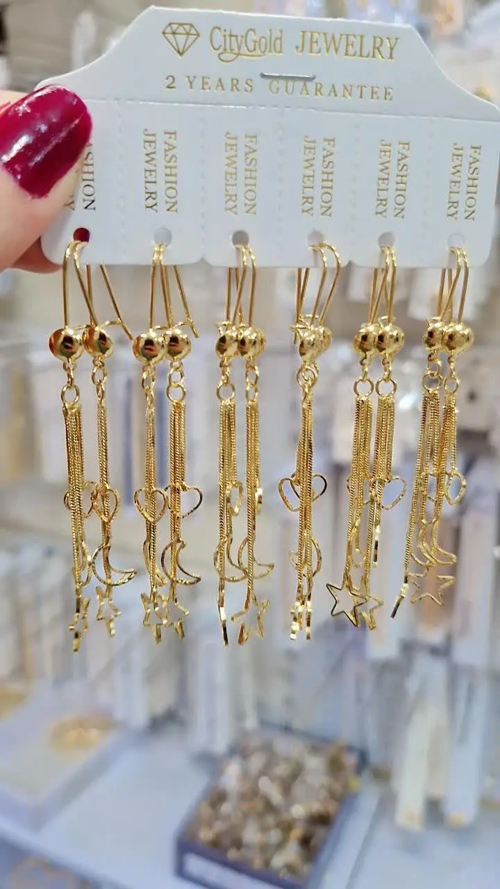 🔴 گوشواره آویز طرح طلا 
