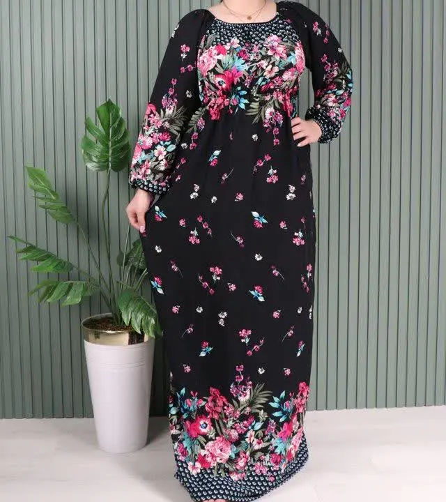 پیراهن آستین بلند حاشیه دار