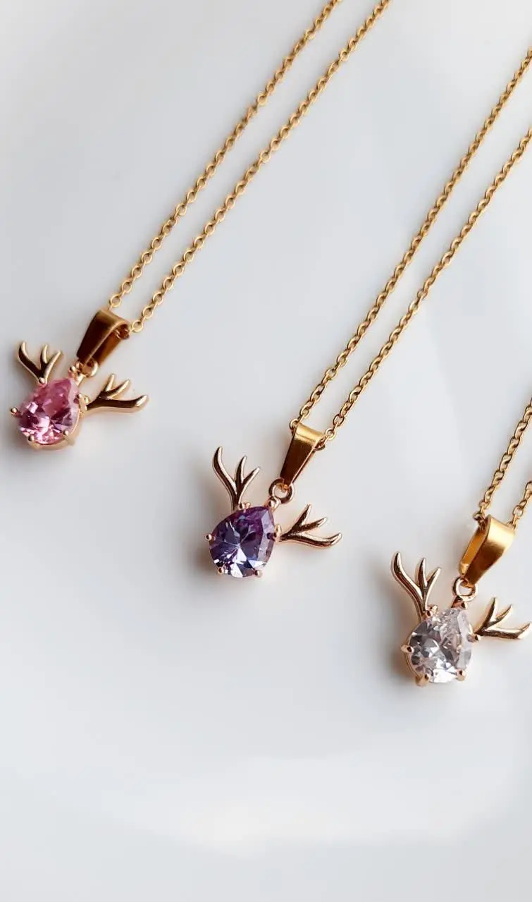 #گردنبند شاخ تک نگین
