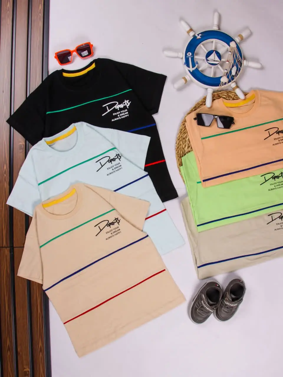 💢تیشرت تک راه راه مغزی دوزی💢
