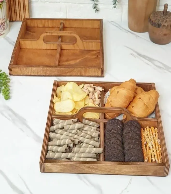 سینی چوبی ۴ خانه
