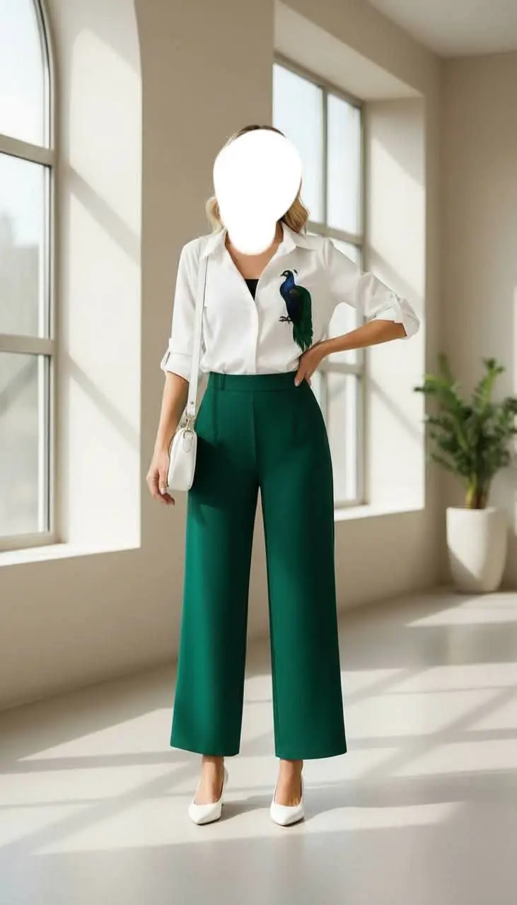 شومیز شلوار طرح طاووس