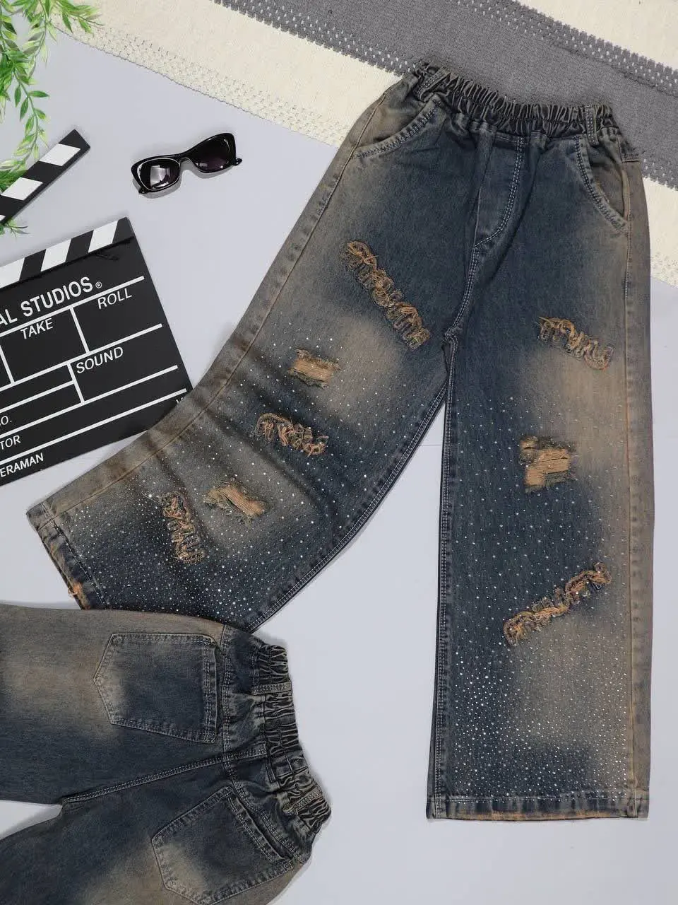 👫شلوار جین دخترانه بگ کثیف...