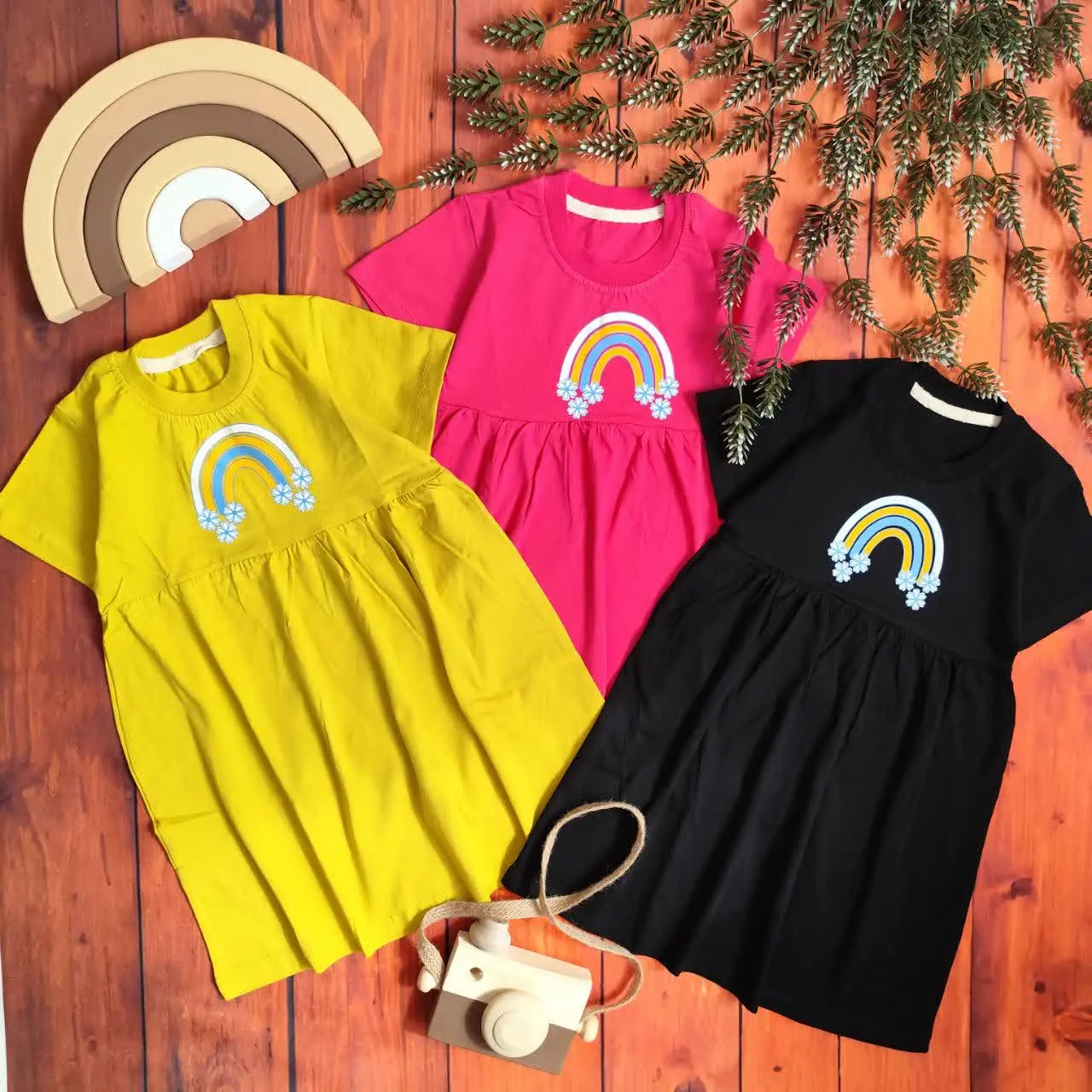 😍 سارافون رنگین کمان، جنس پنبه باکیفیت عااالی 
