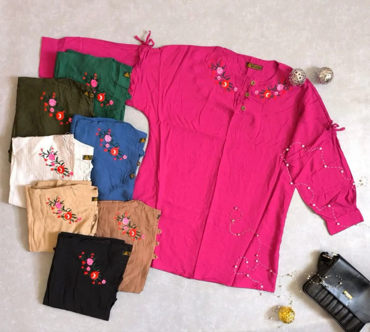 ✅ شومیز یقه گلدوزی، جنس بابوس
