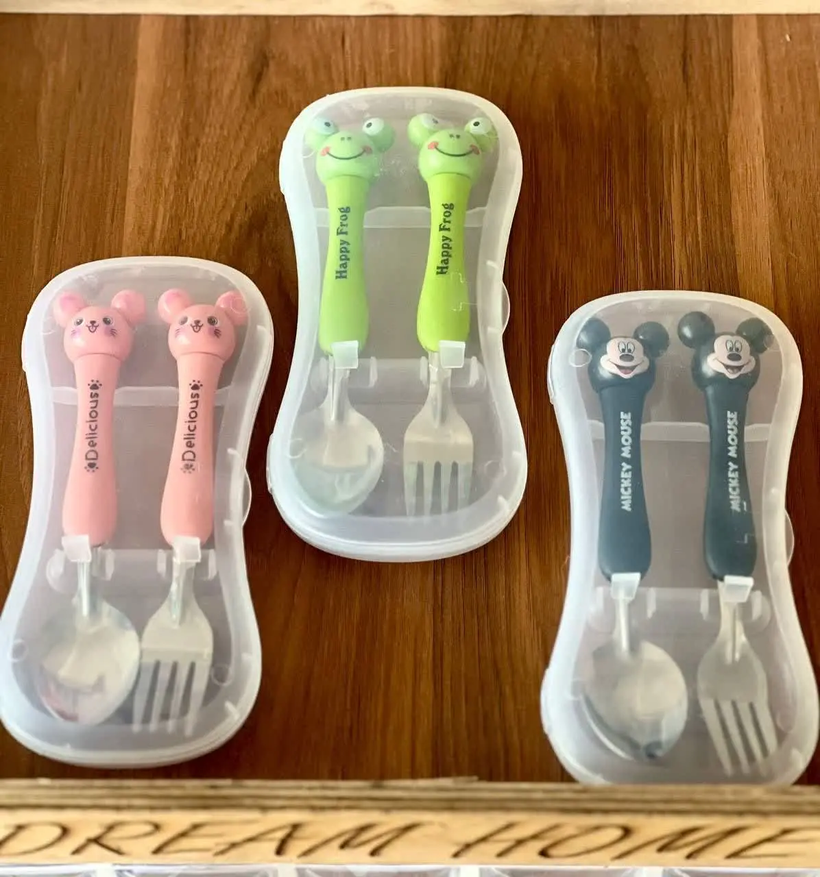 قاشق وچنگال دسته سیلیکونی طرح حیوانات
