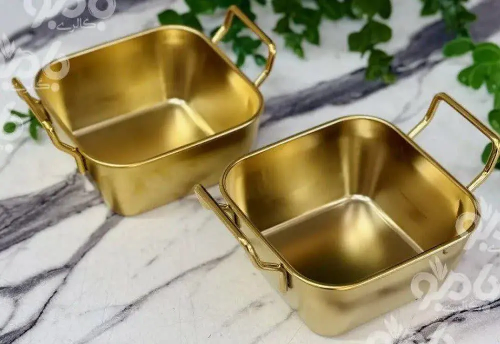 ✳️ کاسه نقلی مربع استیل طلایی