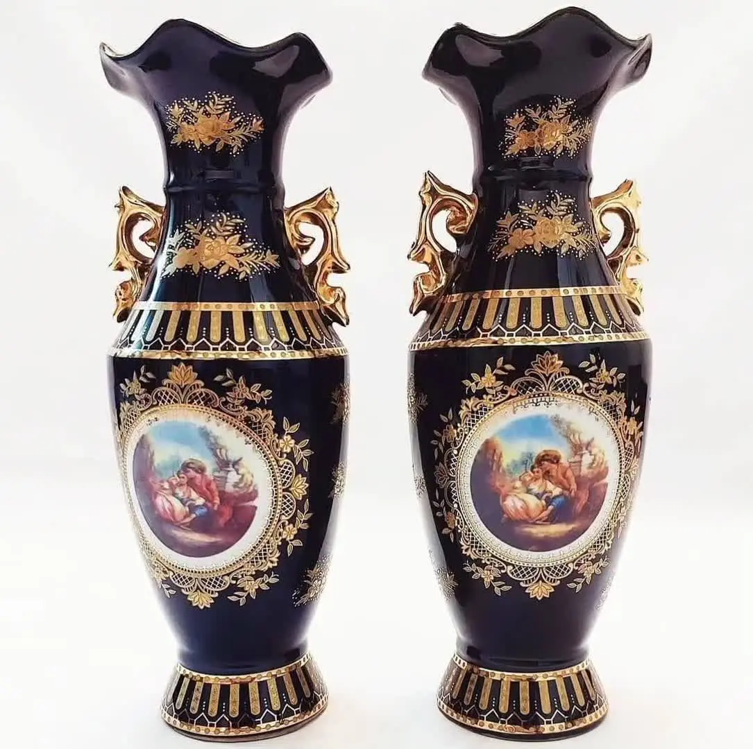 یک جفت گلدان کاپی سورمه ای