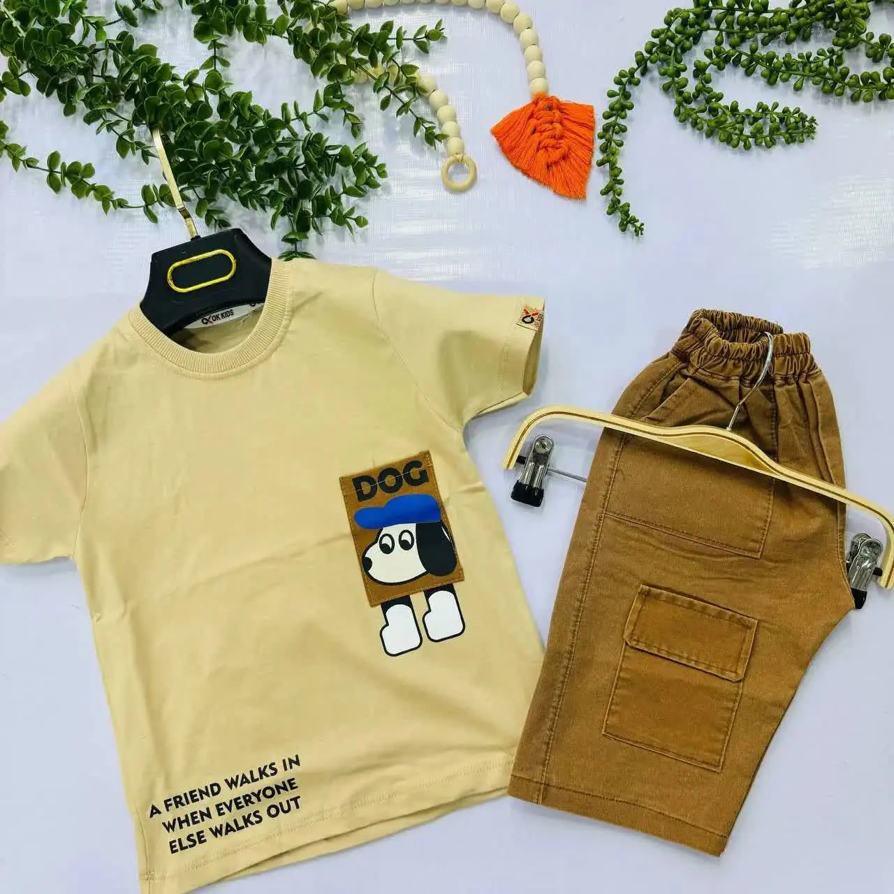 🐶💙 ست تیشرت شلوارک سگ کلاه آبی