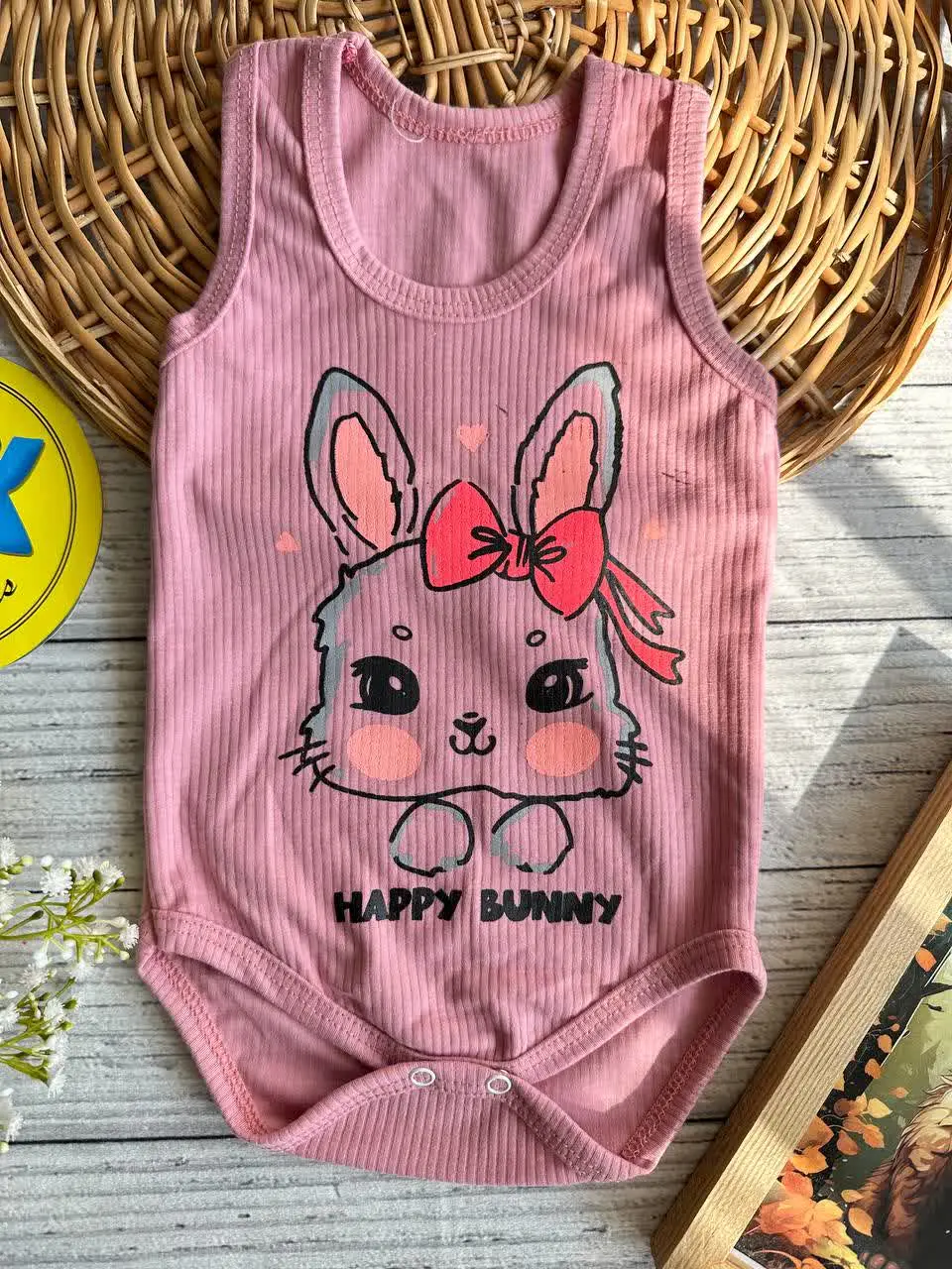 بادی زیردکمه کبریتی طرح خرگوش پاپیون به سر یاسی نوزادی و کودک کد ۱۱۸۰۹۶ 
