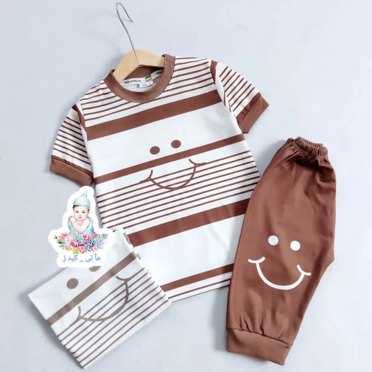 تیشرت شلوارک راه راه لبخند 😍
