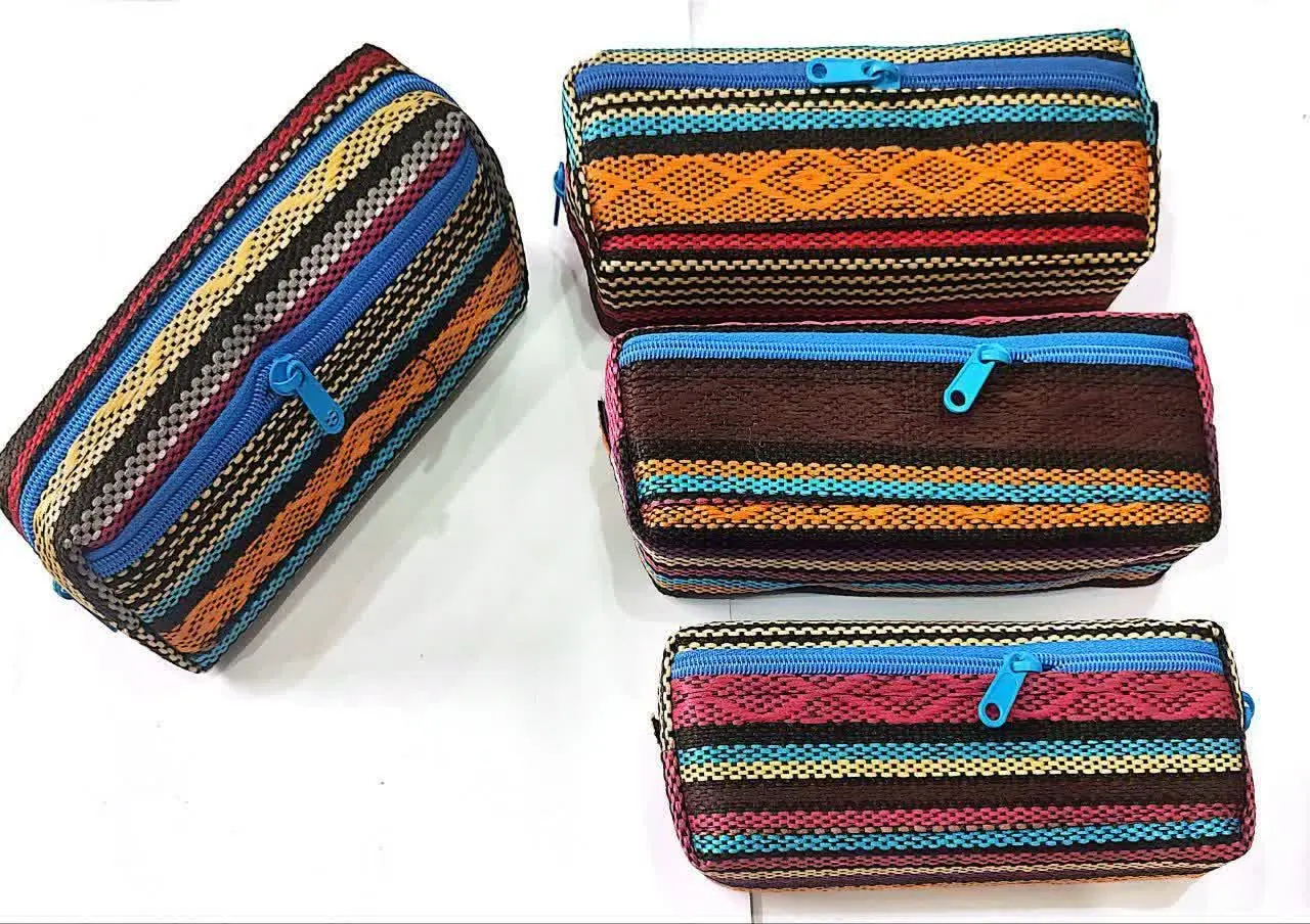 جامدادی سه زیپ جاجیم اسفنج دار 
