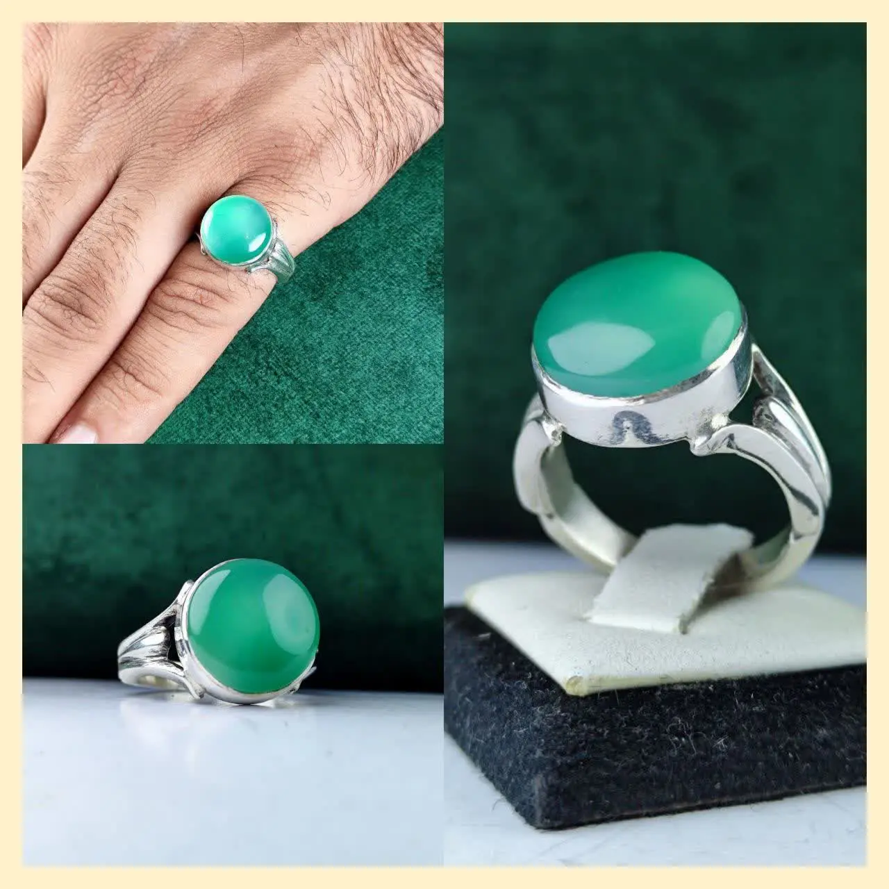 💎انگشتر عقیق سبز اصلی