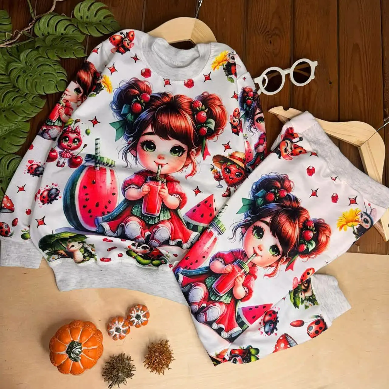 👚نام: ست بلند سفید یلدایی دختر و هندوانه طرح nob
