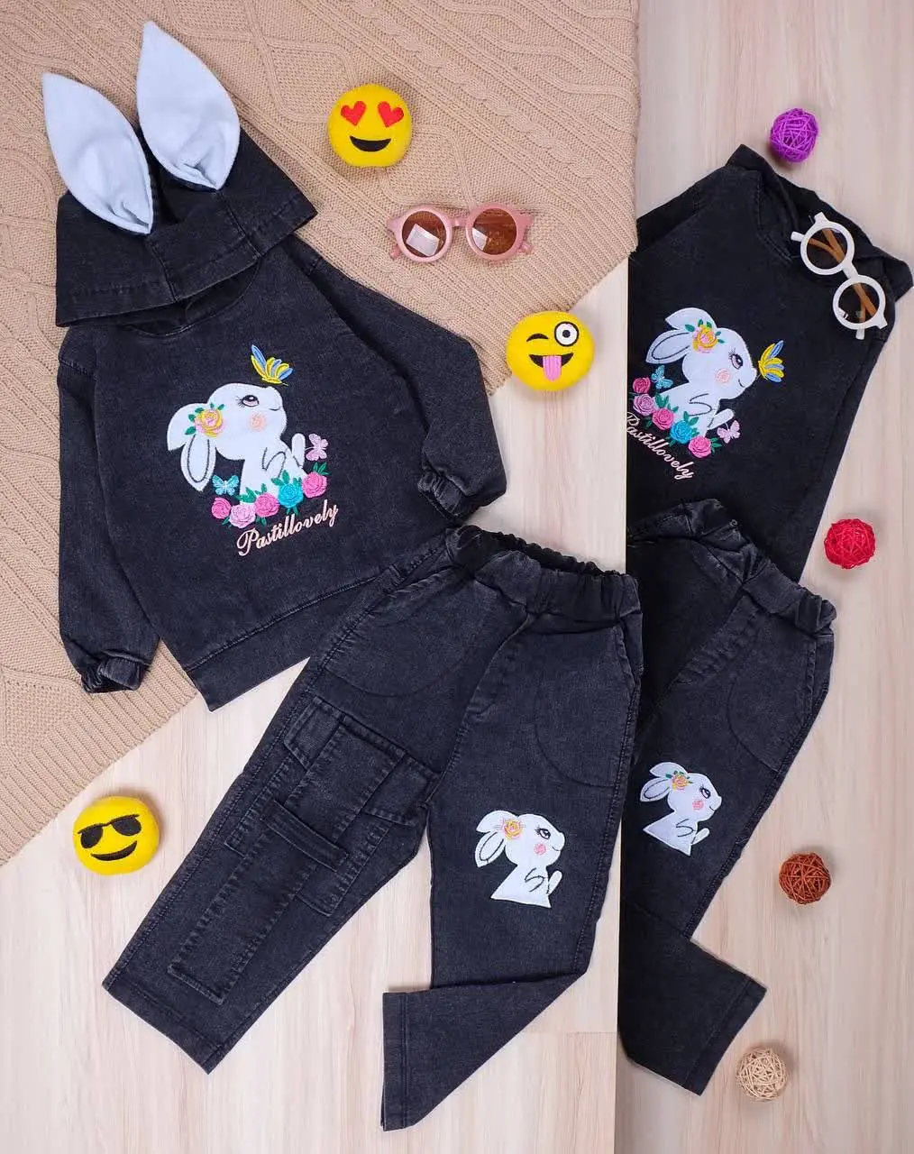 👫هودی و شلوار جین زغالی خرگوش👫
