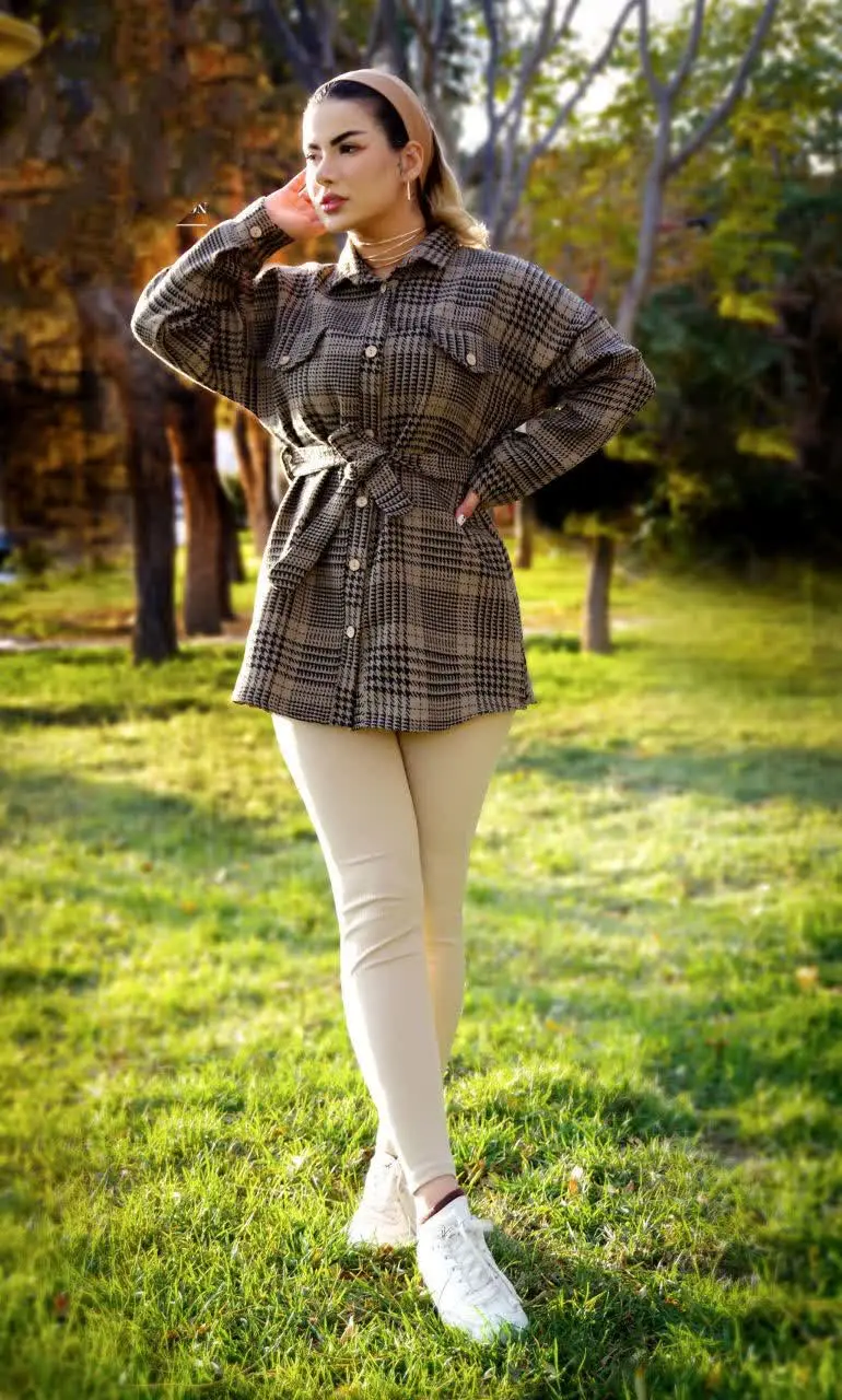 👚 مانتو چهارخانه جیب نما