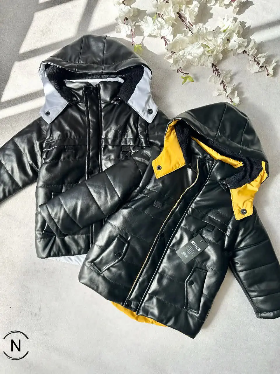 کاپشن پافرشو چرم پسرانه