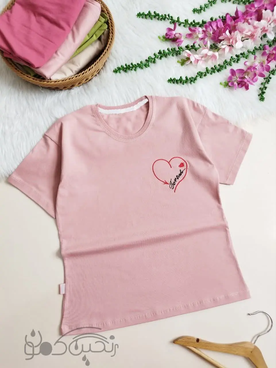 تیشرت تک قواره دار قلب گلدوزی 🌈
