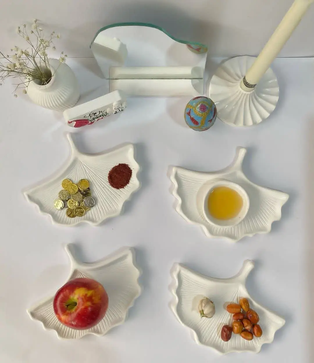 💥ست هفت سین سفید مدل اردوخوری ۸ تکه 
