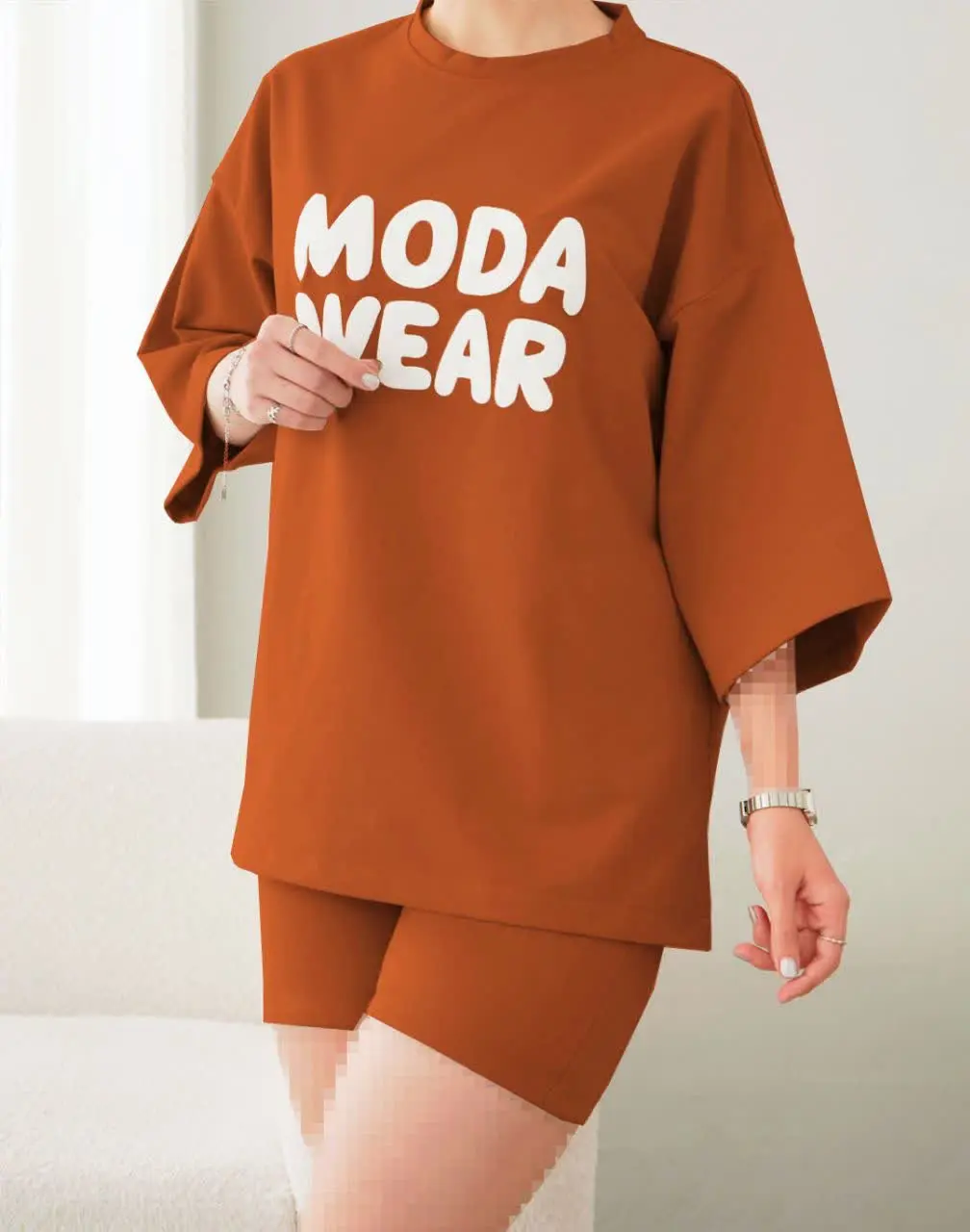 ⚡️ست تیشرت باکسی + شورتک (moda