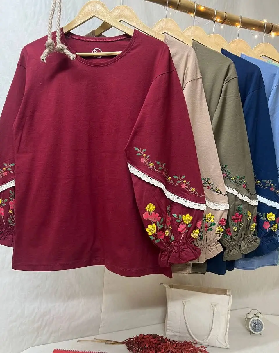 ✅بلوز آستین پفکی شقایق😍🌿