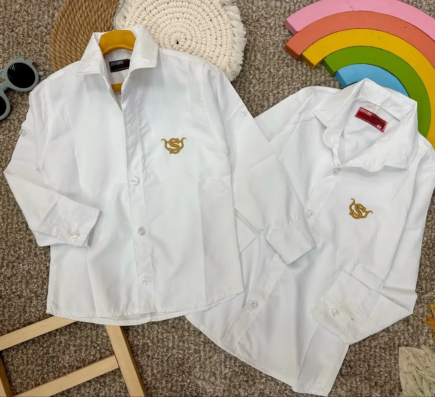 👫پیراهن پسرانه سفید درجه یک شیک😍
