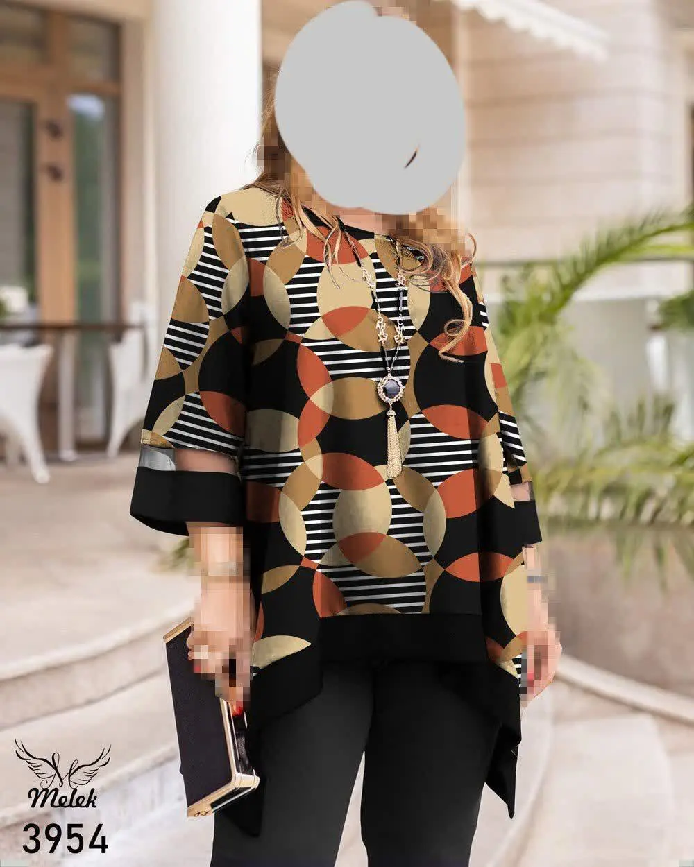 تونیک مجلسی یقه گرد آستین س...