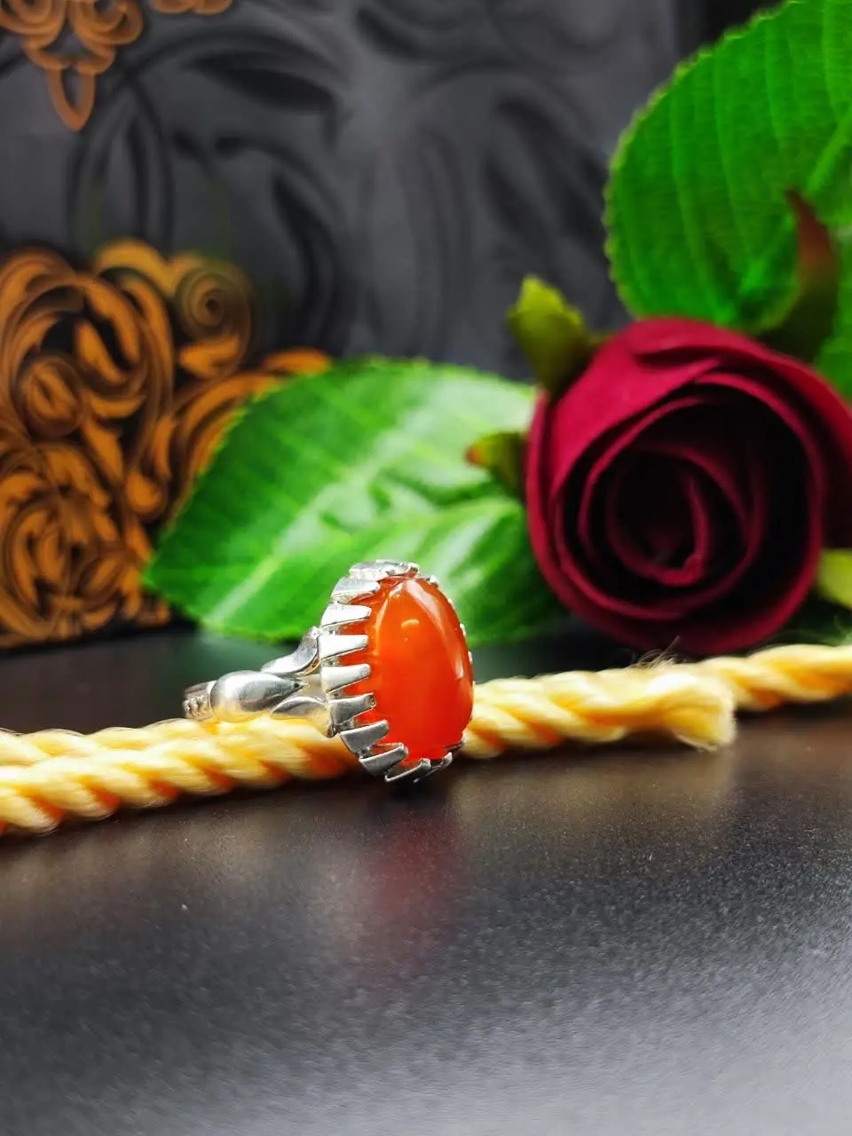 #انگشتر_مردانه_عقیق_پرتقالی
