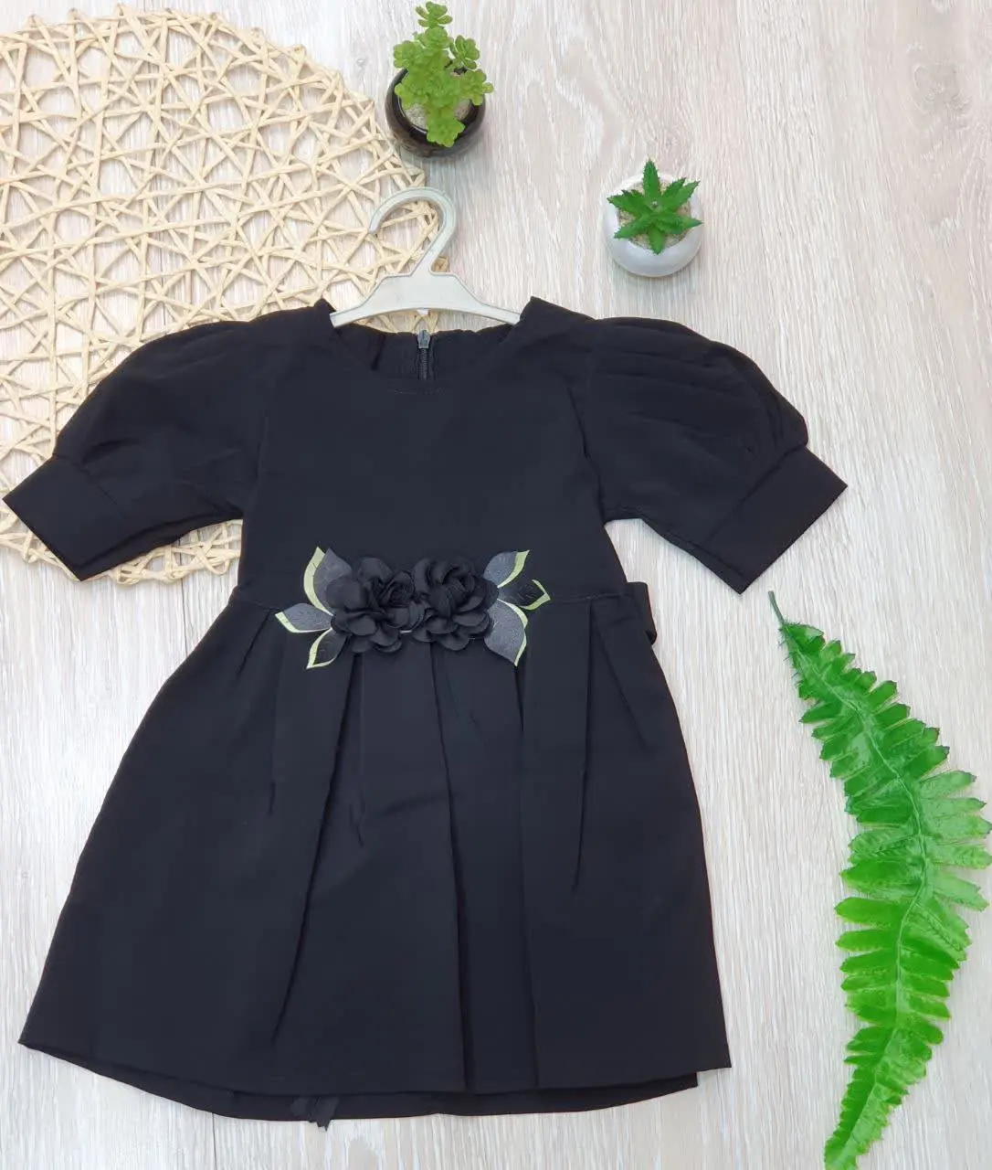 👗سارافون مشکی دو گل 
